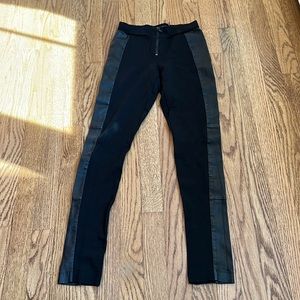 Alice & Olivia black leggings with faux leather side detail